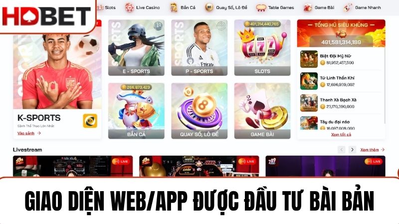 Giao diện web/app HDBET